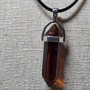 Rootbeer Brown Crystal Pendant 18" Necklace Lobster Claw Clasp TB74